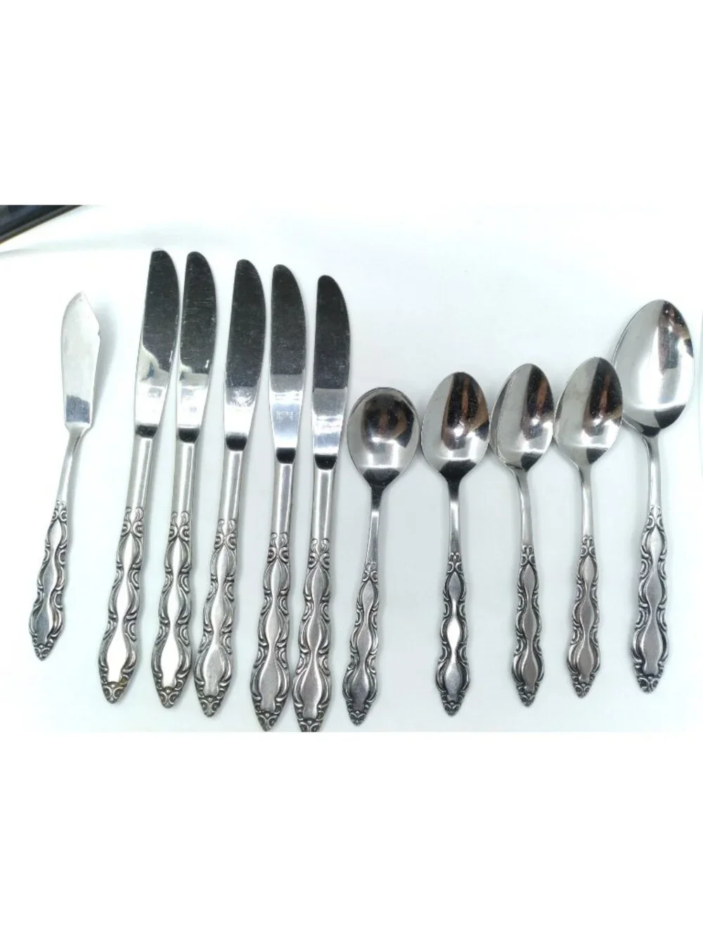 Vtg. 11 National Stainless Japan flatware bundle Marquee pattern MCM cottagecore